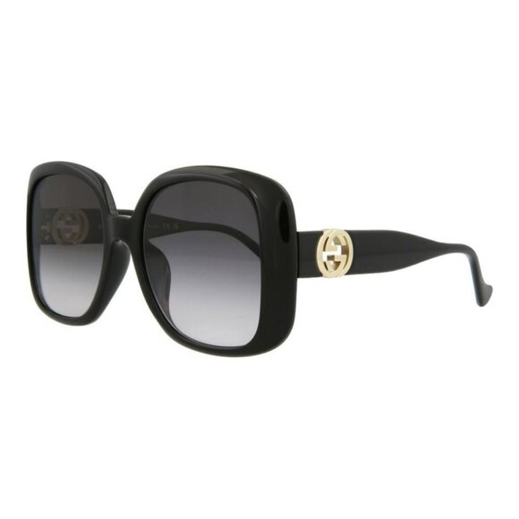 Gucci Womens Square/Rectangle Black Black Grey Fashion Designer Eyewear - Picture 1 of 4